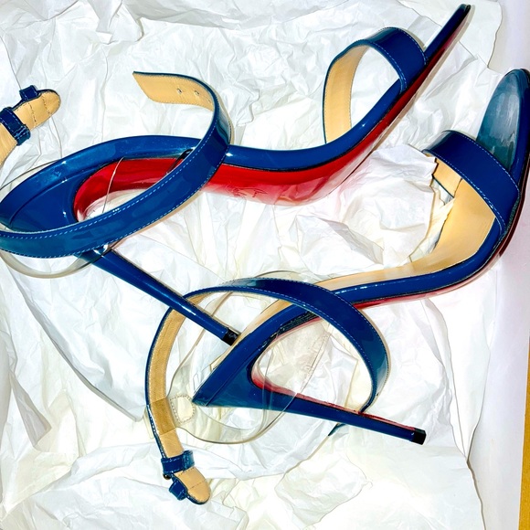 Amazing blue patent Jonathan 100 mm sandals - Picture 12 of 13